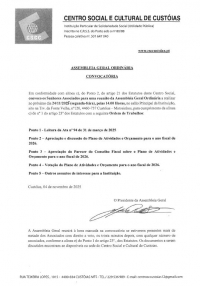 Convocatória para Assembleia Geral Ordinária de 24/11/2025